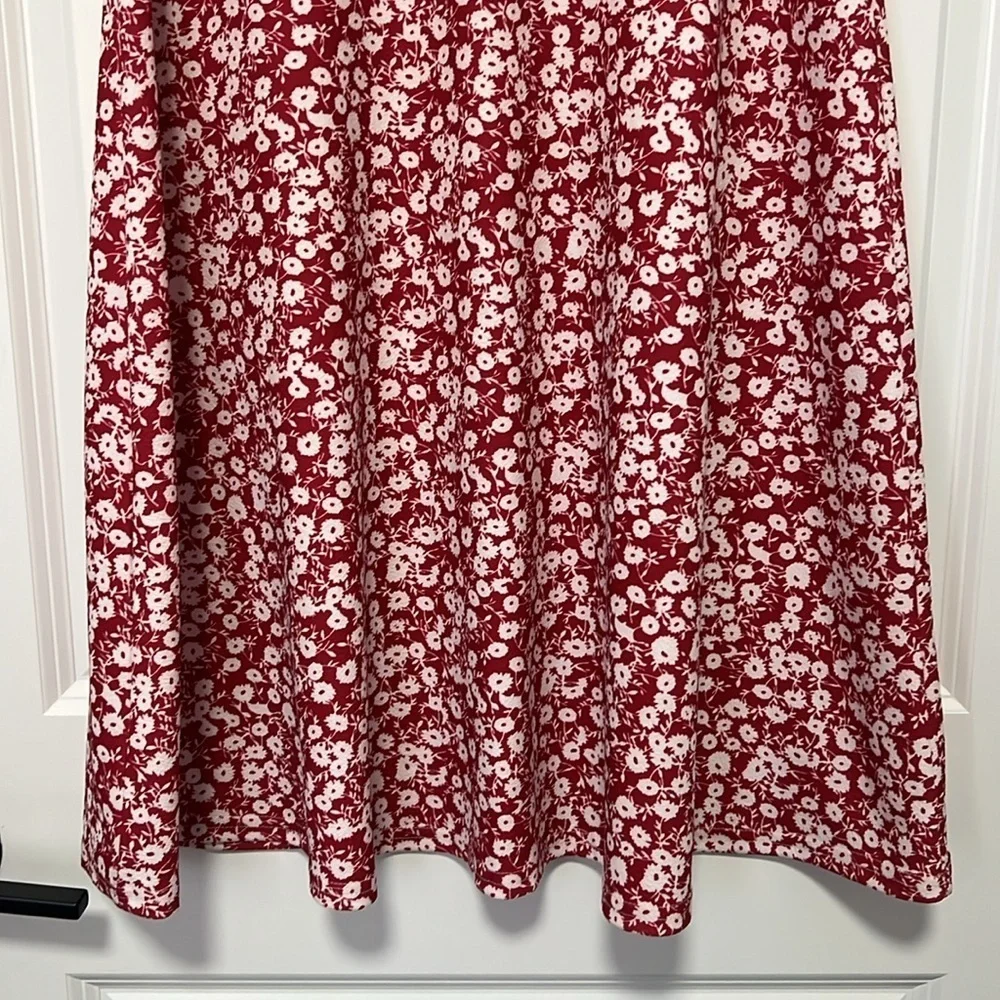 Shein Girls Floral red and white Midi Skirt size 11-12